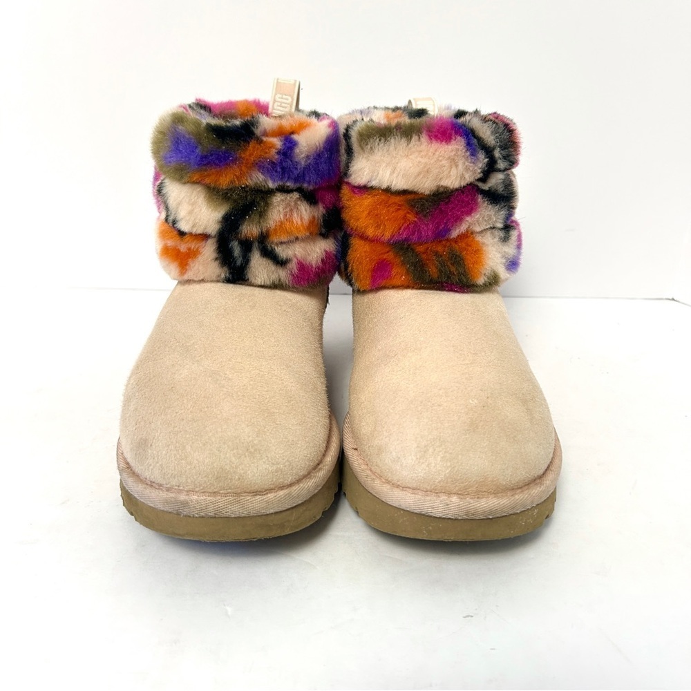 UGG Fluff Mini Quilted Motlee Boots Shoe Suede Sheepskin Pink Size EU 38 US 7 - Picture 5 of 16